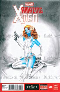 "Mystique w/ gun" Amazing XMen #1, sketch cover.